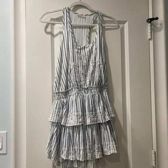 LoveShackFancy | Dresses | Love Shack Fancy Blue White Stripe Embroidered  Mini Dress | Poshmark